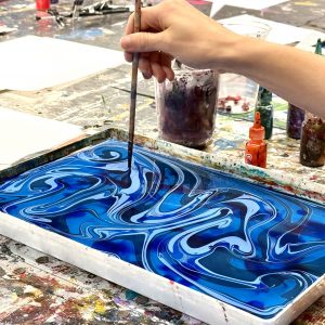 Paint Marbling Blue Swirl